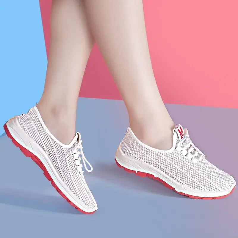 Women's Vulcanized Sneakers – Breathable Mesh Low-Top Shoes Women's Sneakers Axl