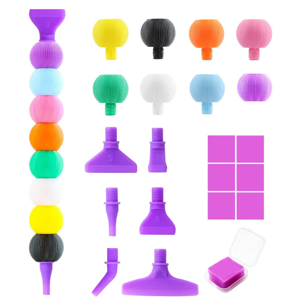 5D Diamond Painting Pen Kit – 12 Pen Tips & Clay Included Diamond Painting Tool Axl Multicolor3-6Tips