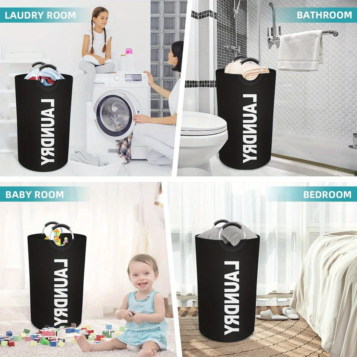 Extra-Large Foldable Waterproof Laundry Basket | 82L Oxford Laundry Basket Axl