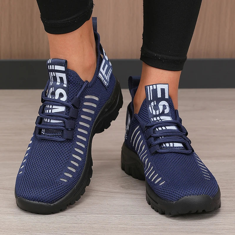 Women's Breathable Mesh Lace-Up Flat Shoes | Anti-Slip Walking Women's Flat Shoes Axl