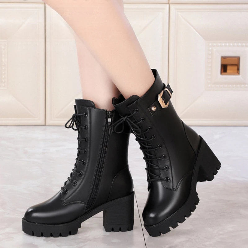 Women's Winter Ankle Boots – Suede Block Heel Zip Booties Women's Ankle Boots Axl