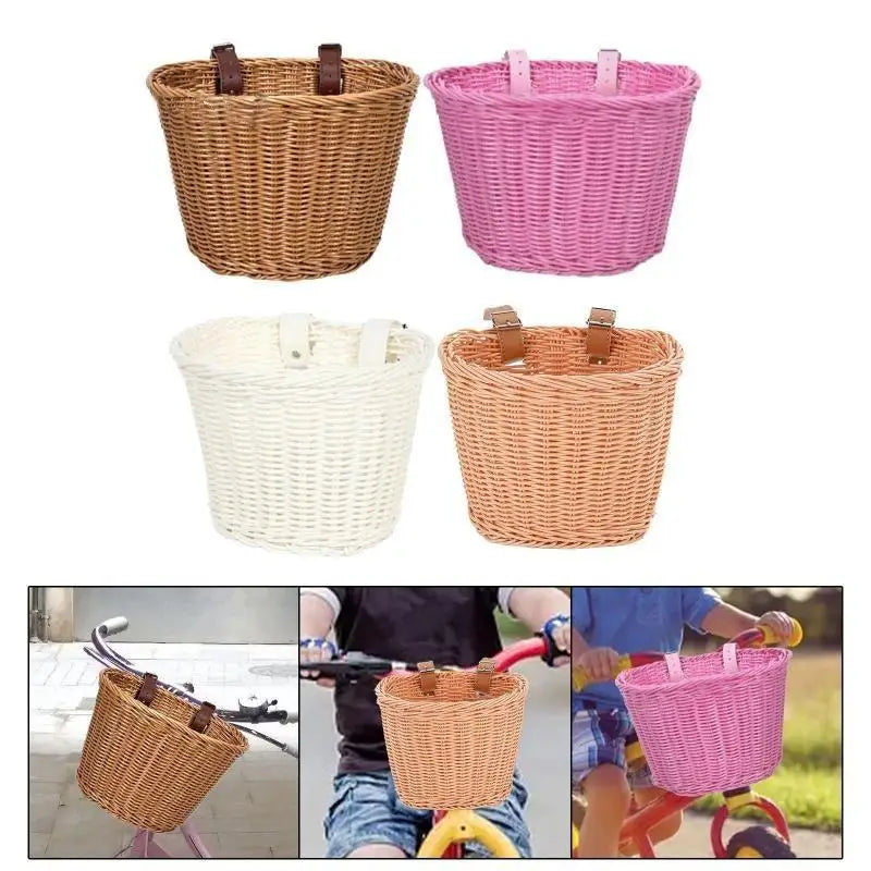 Waterproof Rattan Woven Bike Basket – Removable Front Handlebar Bike Handlebar Basket Axl