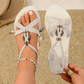 Women's Bohemian Flat Sandals – Soft Sole Slip-On Summer Shoes Flat Sandals Axl 38 Beige