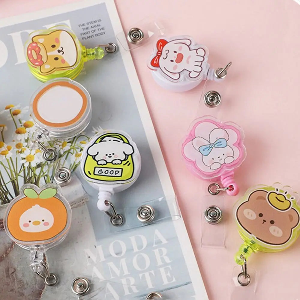 Retractable Badge Reel – Cartoon Acrylic ID Card Holder Clip Retractable Badge Reel Axl