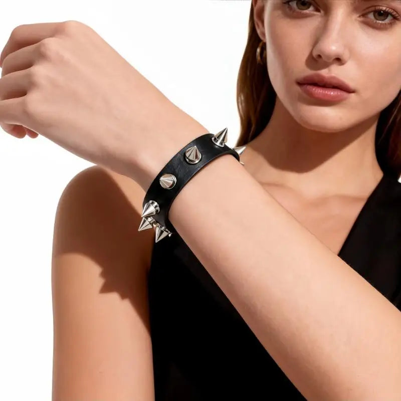 Gothic Studded Punk PU Leather Bracelet – Unisex Wristband Punk Leather Bracelet Axl