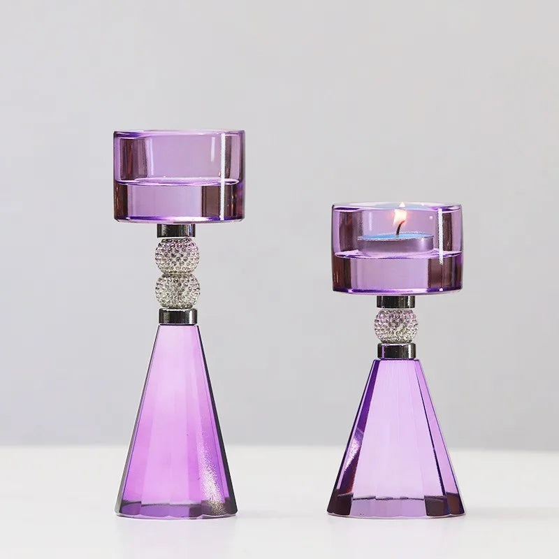Crystal Glass Candle Holder – Luxury Elegant Candlestick Crystal Candle Holder Axl