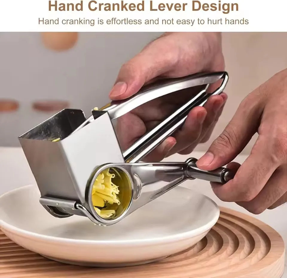 Rotary Cheese Grater – Stainless Steel Multi-Function Slicer Rotary Cheese Grater Axl
