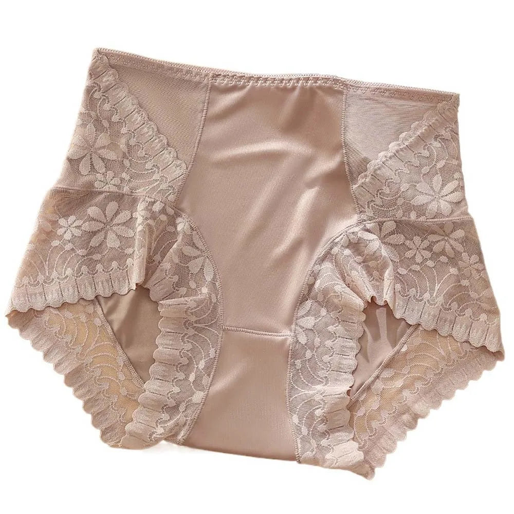 Women's Ice Silk High-Waist Lace Briefs | Smooth & Comfy Women's Silk Briefs Axl Coffee 1XL 1pc