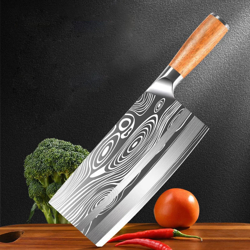 InLeung Damascus Cleaver Knife – Sharp Wood Handle Chef Knife Kitchen Cleaver Knife Axl
