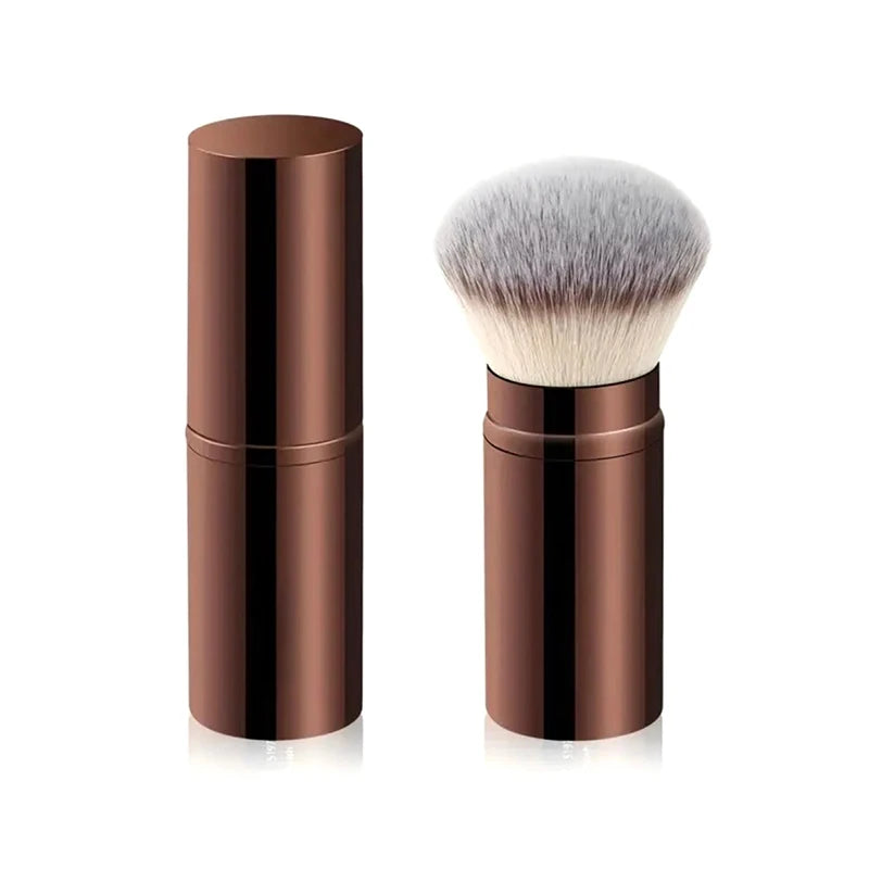 Retractable Makeup Brush – Foundation, Powder & Blush Travel Makeup Brush Set Axl B Brown