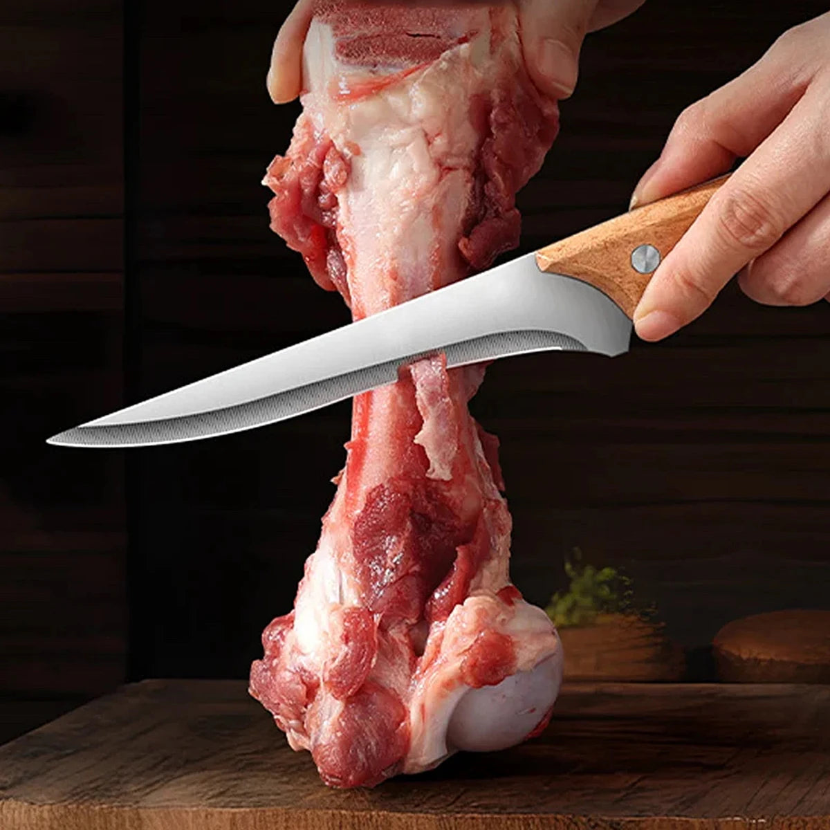 SHENJIU Stainless Steel Fillet & Boning Knife – Wood Handle Fillet Boning Knife Axl