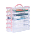 Multi-Layer Stackable Transparent Pencil Case | Art Pen Organizer Stackable Pencil Case Axl Pink 6 Layer