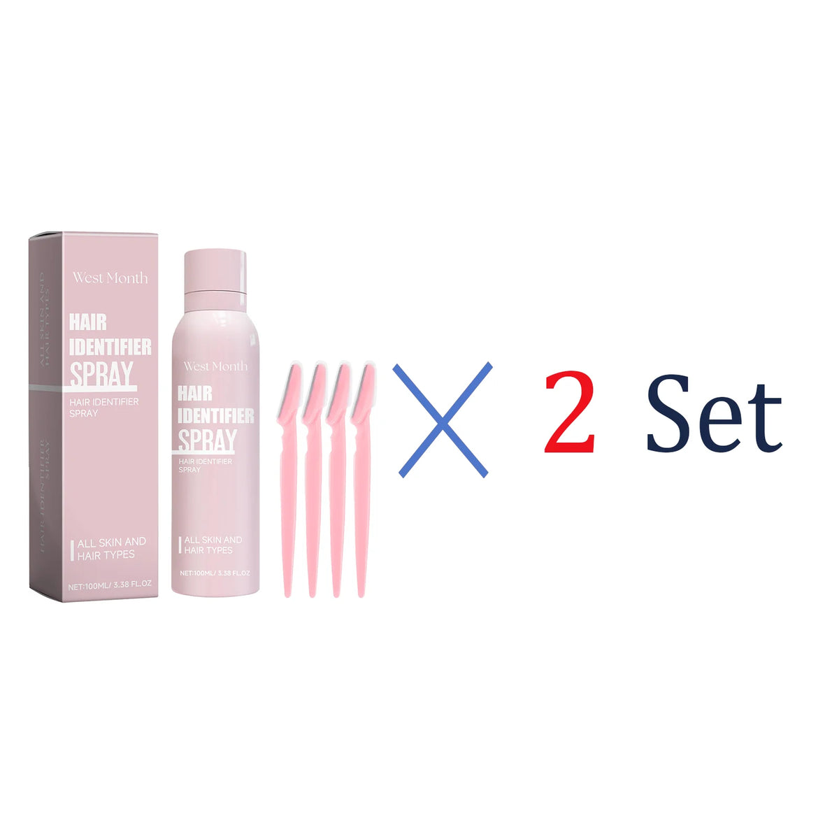 WEST MONTH 100ml Hair Removal Spray + 4 Shavers | Unisex Hair Removal Spray Axl 2 Set