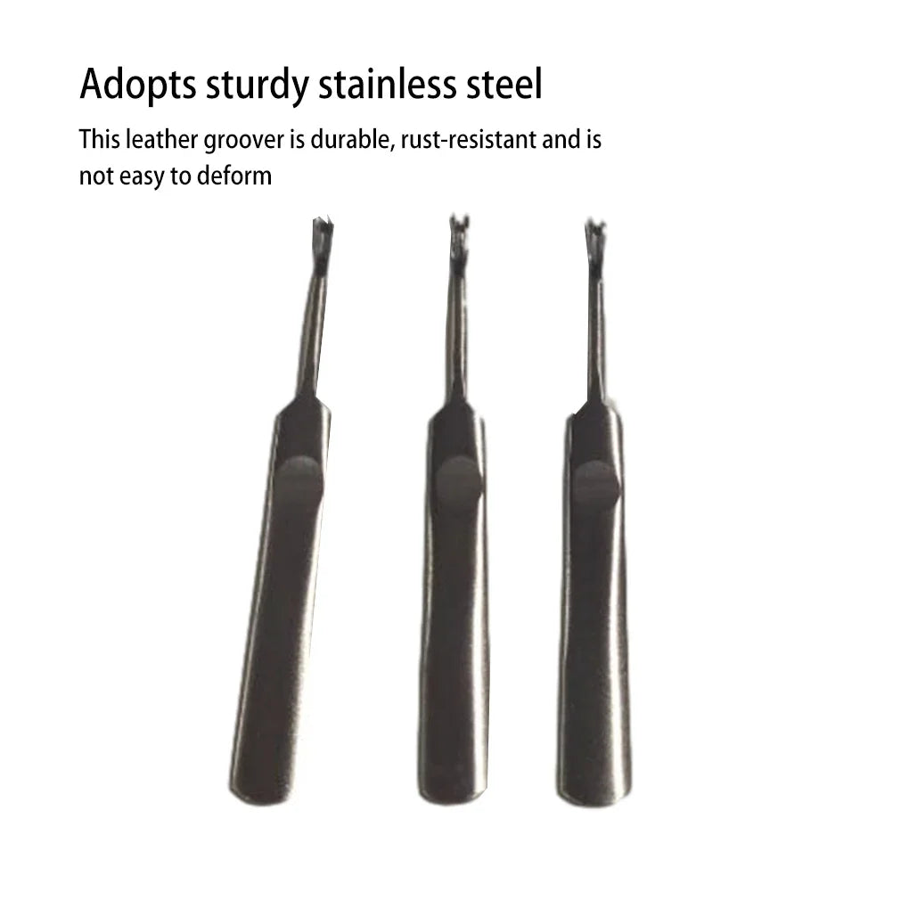 3-Piece Leather Groover Set – U & V Shape Manual Slotting Tools Leather Craft Tool Axl
