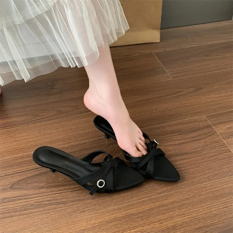Women's Pointed Toe Heeled Sandals – Elegant Roman Party Slides Heeled Dress Sandals Axl