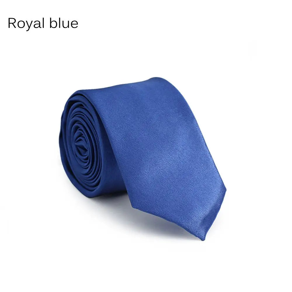 Men's Slim Solid Skinny Necktie – Faux Silk Wedding & Party Tie Men's Necktie Axl royal blue