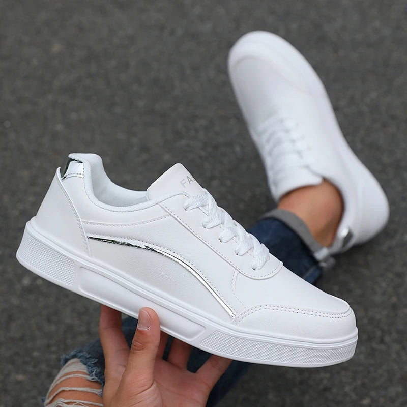 ZULIWAGN Men's Minimalist Sneakers – Lightweight Breathable Casual Men's Casual Sneakers Axl White Silve 36