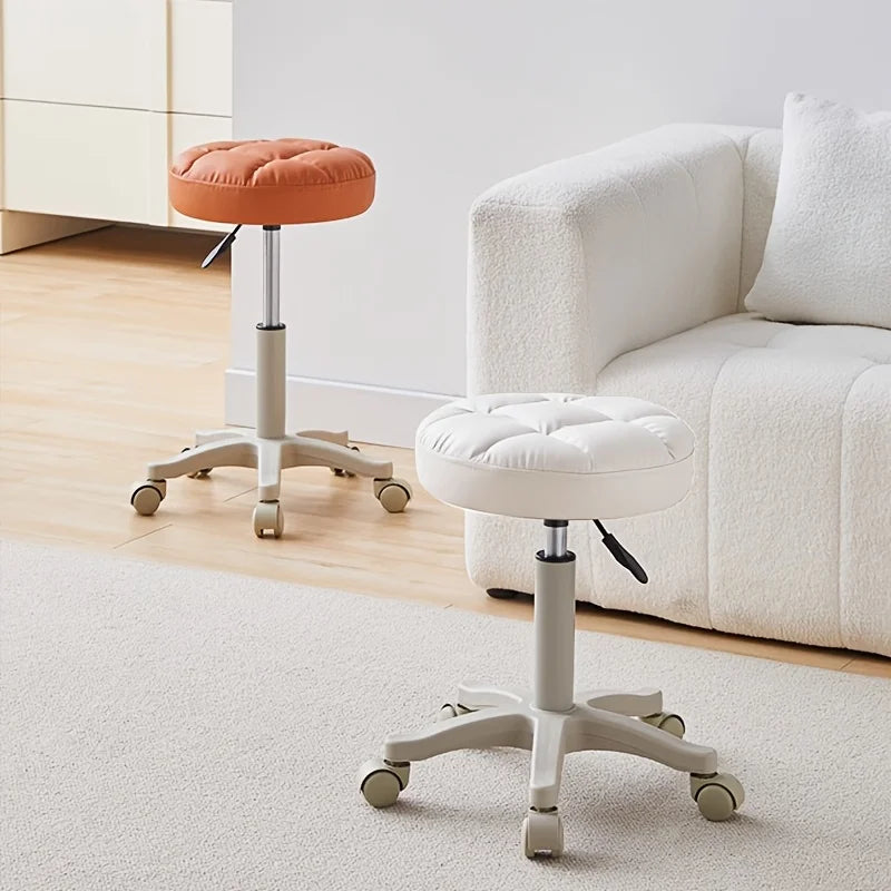 Faux Leather Rolling Stool – Adjustable Swivel Work Chair Swivel Rolling Stool Axl