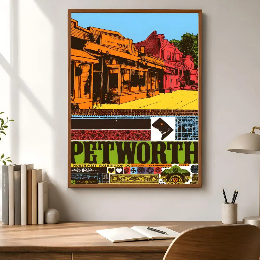 Washington Neighborhood Poster – Self-Adhesive Waterproof Wall Art Decorative Wall Poster Axl