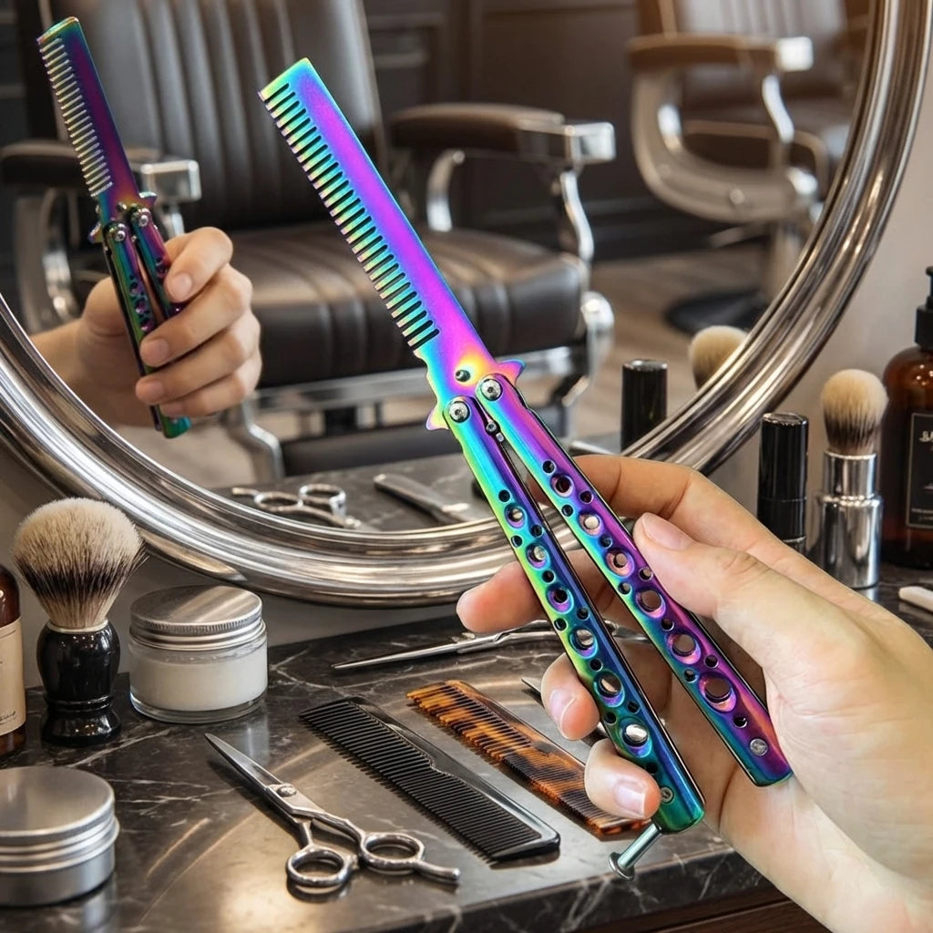 Butterfly Folding Beard Comb – Stainless Steel Barber Styling Tool Folding Beard Comb Axl
