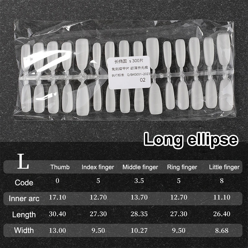300 Pcs Matte & Clear False Nail Tips – Gel Extension DIY Kit