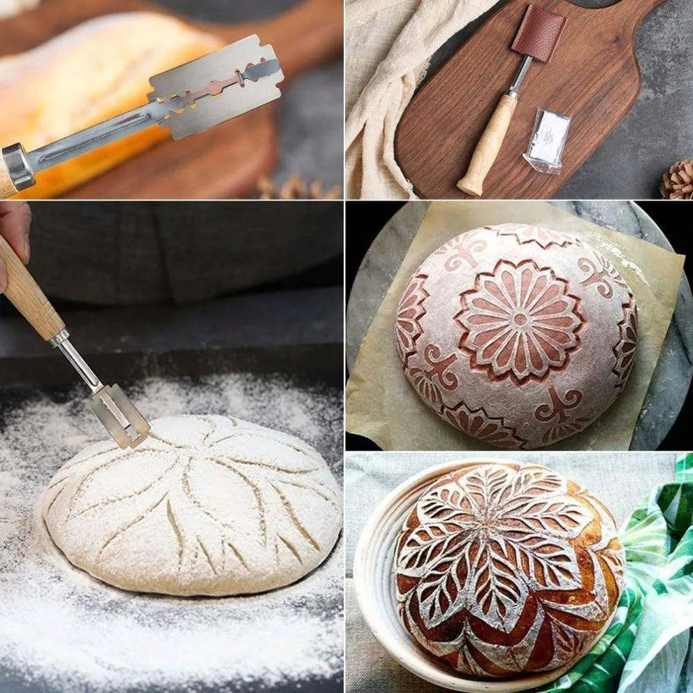 Wood Handle Bread Lame & Dough Scoring Knife + 5 Blades Bread Scoring Lame Axl