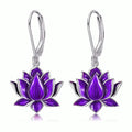 Huitan Blue Lotus Drop Earrings – Silver Tone Fashion Jewelry Drop Earrings Axl E4995