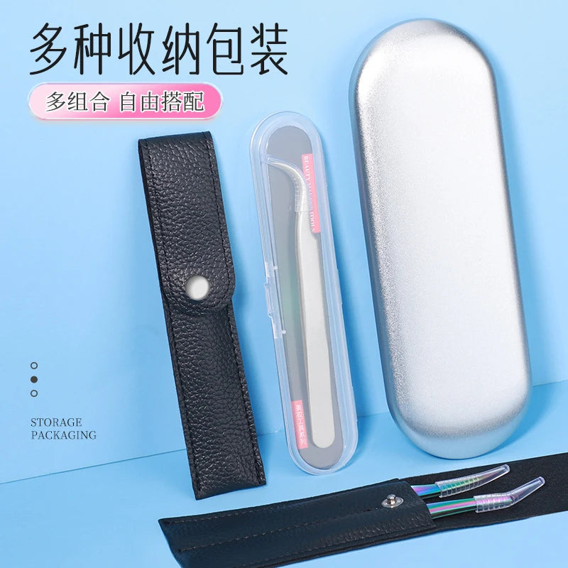 Silver Eyelash Extension Tweezers – Dolphin & Feather Precision Set Eyelash Tweezers Set Axl