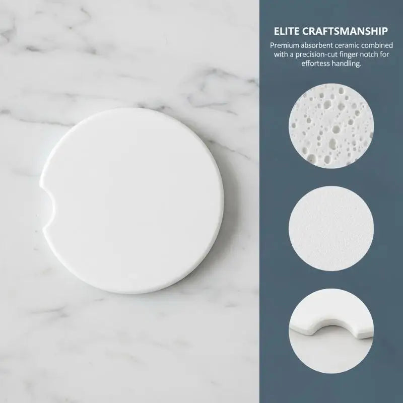 2-Pack Absorbent Ceramic Car Coasters – Universal Cup Holder Mat Car Cup Coaster Axl