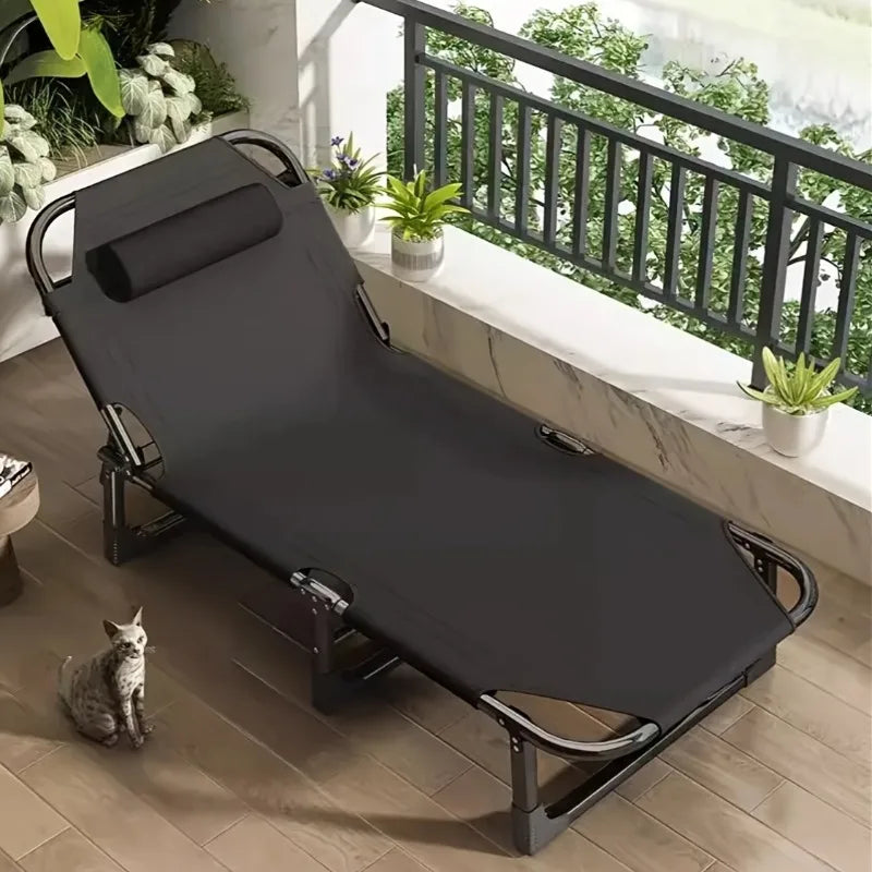 Folding Outdoor Lounge Chair with Headrest – Portable Beach Bed Outdoor Lounge Chair Axl