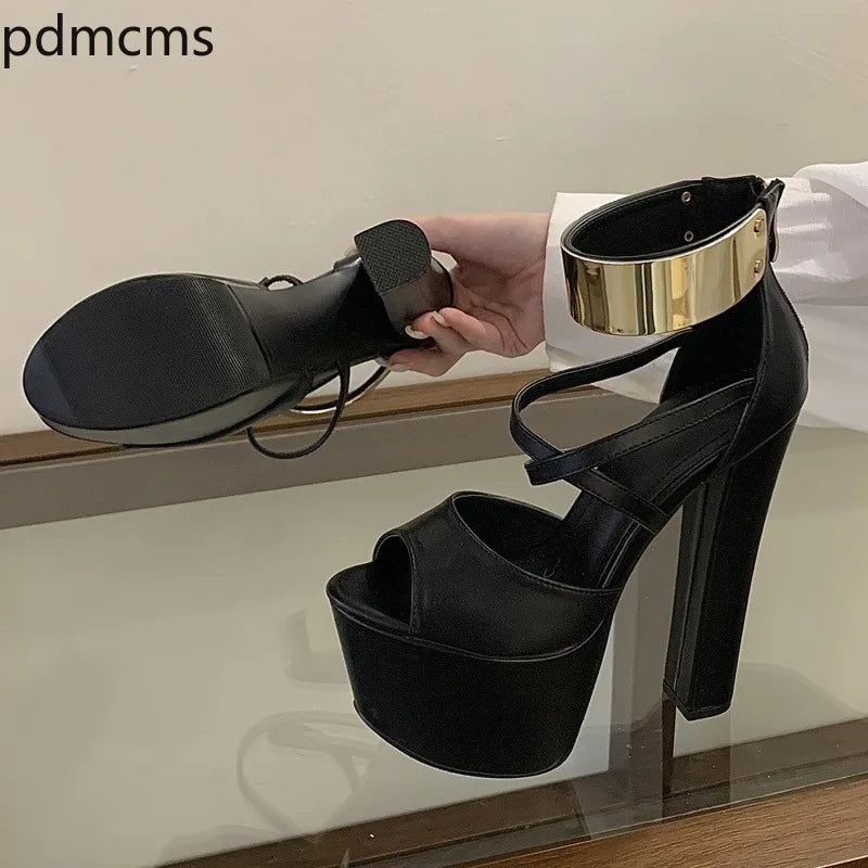 Women's Platform High Heel Sandals – Open Toe Zipper Summer Platform Heel Sandals Axl