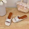 Women's Lace Open Toe Flat Slides | Beach Vacation Slippers Flat Slide Sandals Axl Polka Dot white 40