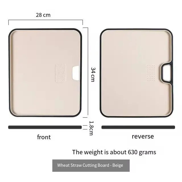 Wheat Straw Cutting Board with Garlic Grinder & Spillover Edge Cutting Board Axl Beige 340x280x18mm