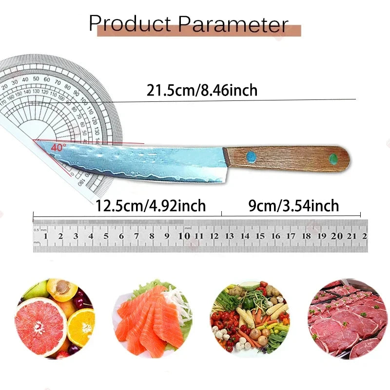 Damascus Steel Chef's Knife – Wood Handle | Kitchen Knife Damascus Chef Knife Axl