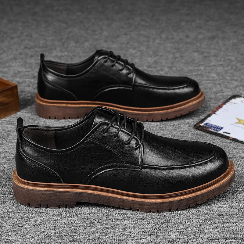 YBQJOO Men's Genuine Leather Oxford Shoes – Waterproof Lace-Up Men's Oxford Shoes Axl