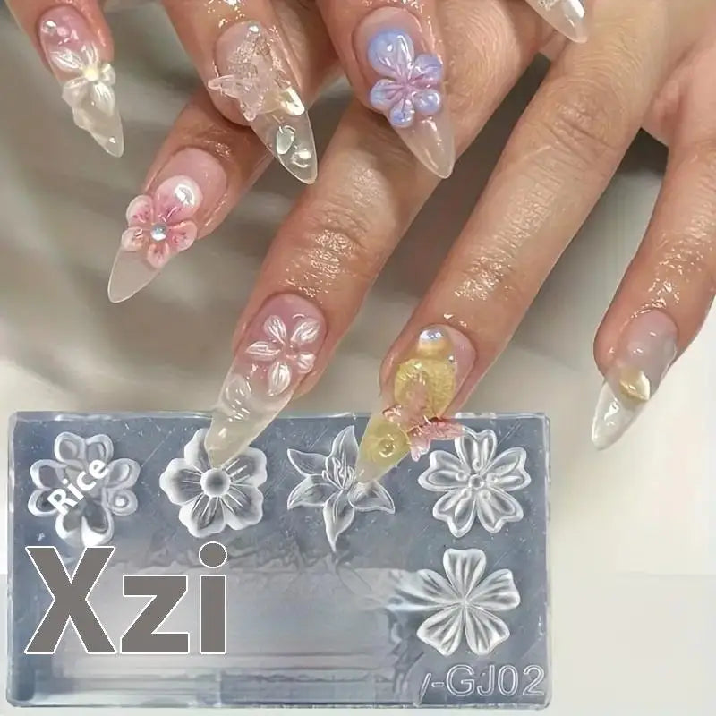2Pcs 3D Flower Lily Silicone Nail Art Molds – DIY Manicure Nail Art Mold Axl