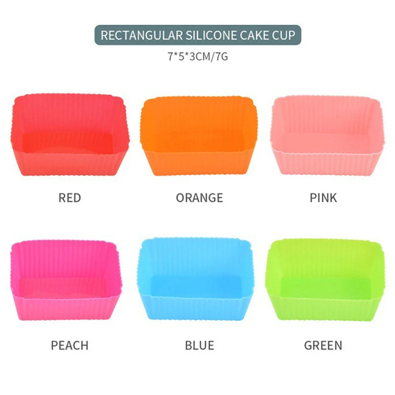 6-Pack Silicone Rectangle Cake Molds – Muffin & Cupcake Liners Silicone Baking Molds Axl onesize