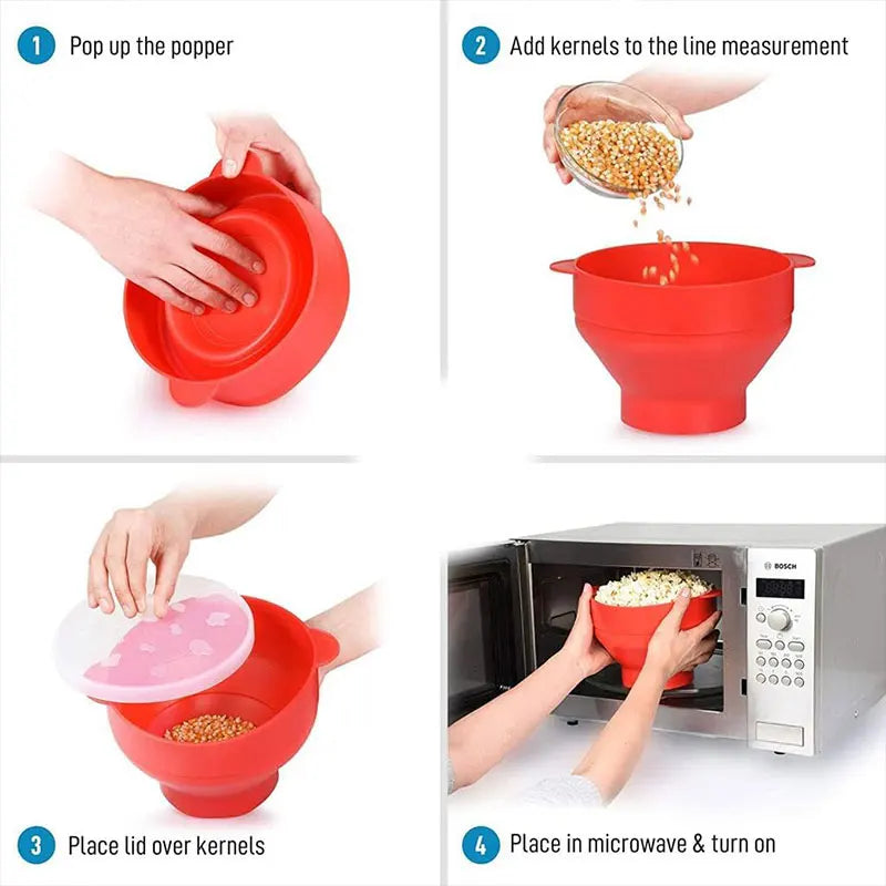 Silicone Microwave Popcorn Popper – BPA-Free Collapsible Bowl Popcorn Popper Axl
