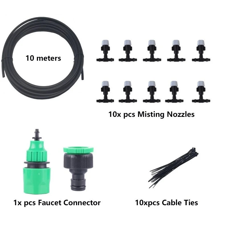 Garden Drip Irrigation Kit – 10M Pipe & 10 Misting Nozzles Drip Irrigation Kit Axl