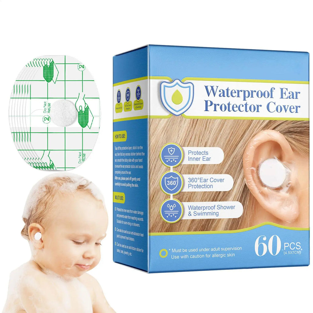 60-Pack Waterproof Ear Stickers for Kids & Adults – Bath & Swim Waterproof Ear Covers Axl