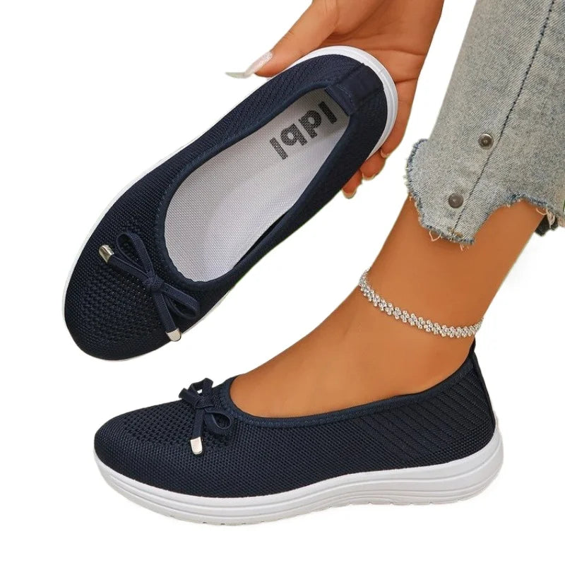 Women's Breathable Mesh Bow Flats – Lightweight Slip-On Shoes Women's Flat Shoes Axl