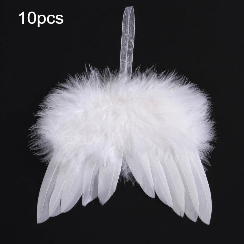 10 White Angel Wings Christmas Tree Ornaments | Feather Design Christmas Tree Ornaments Axl 10pcs