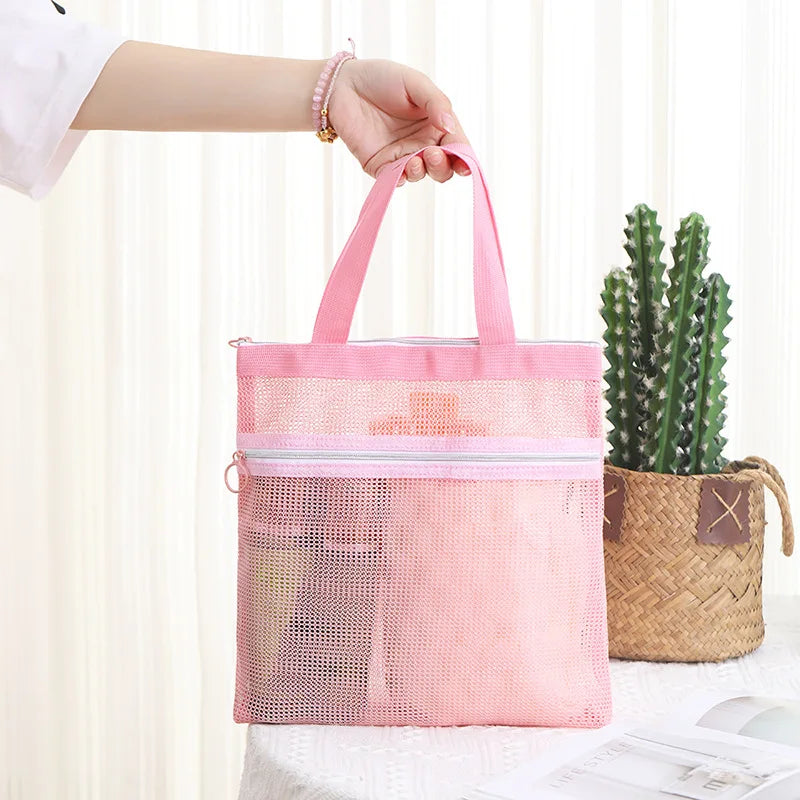 Large Mesh Cosmetic Bag – Zipper Travel Toiletry Makeup Organizer Travel Cosmetic Bag Axl
