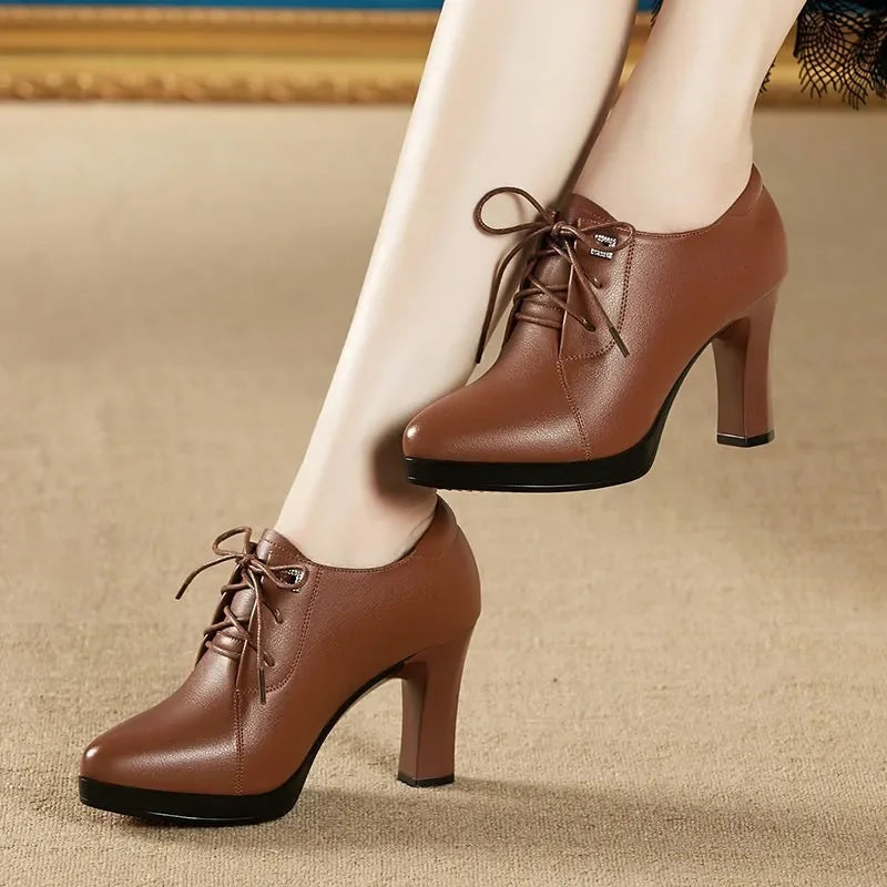 Women's High Heel Ankle Boots – Pointed Toe Lace-Up Women's Ankle Boots Axl