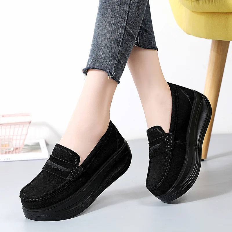 Women's Plus Size Wedge Platform Slip-On Shoes | Soft Sole Wedge Platform Shoes Axl
