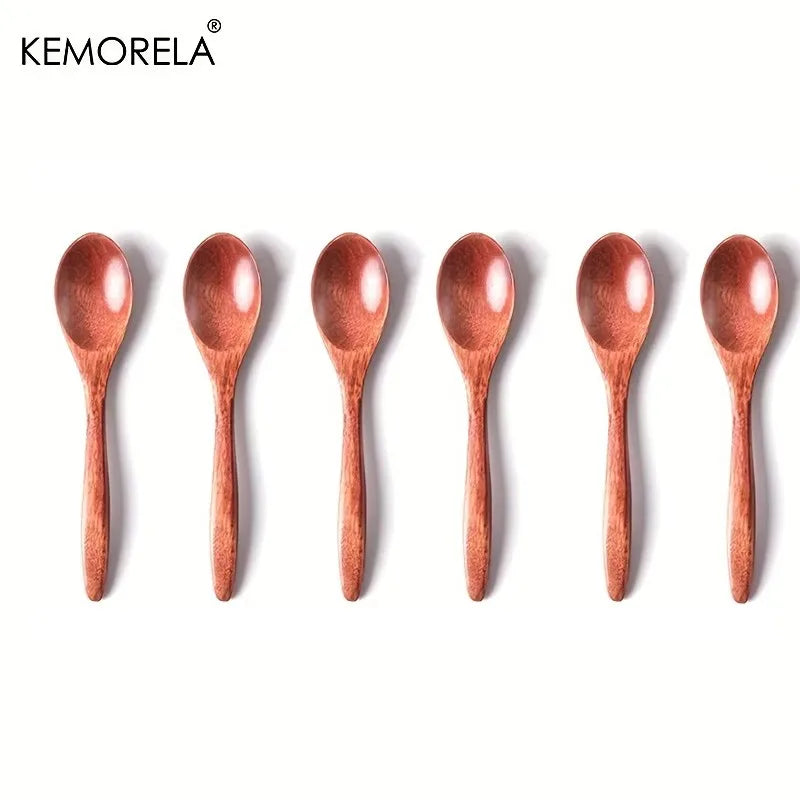 Wooden Tea & Coffee Spoons Set | Honey Dessert Stirrer Wooden Spoon Set Axl 6PCS 1