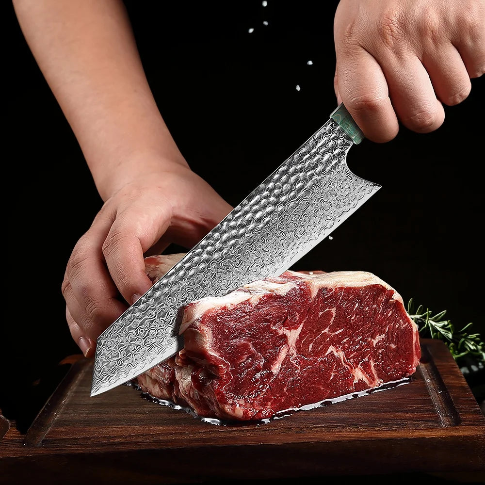 8-Inch Damascus Chef Knife – 67-Layer VG10 Steel, Wood Handle Damascus Chef Knife Axl