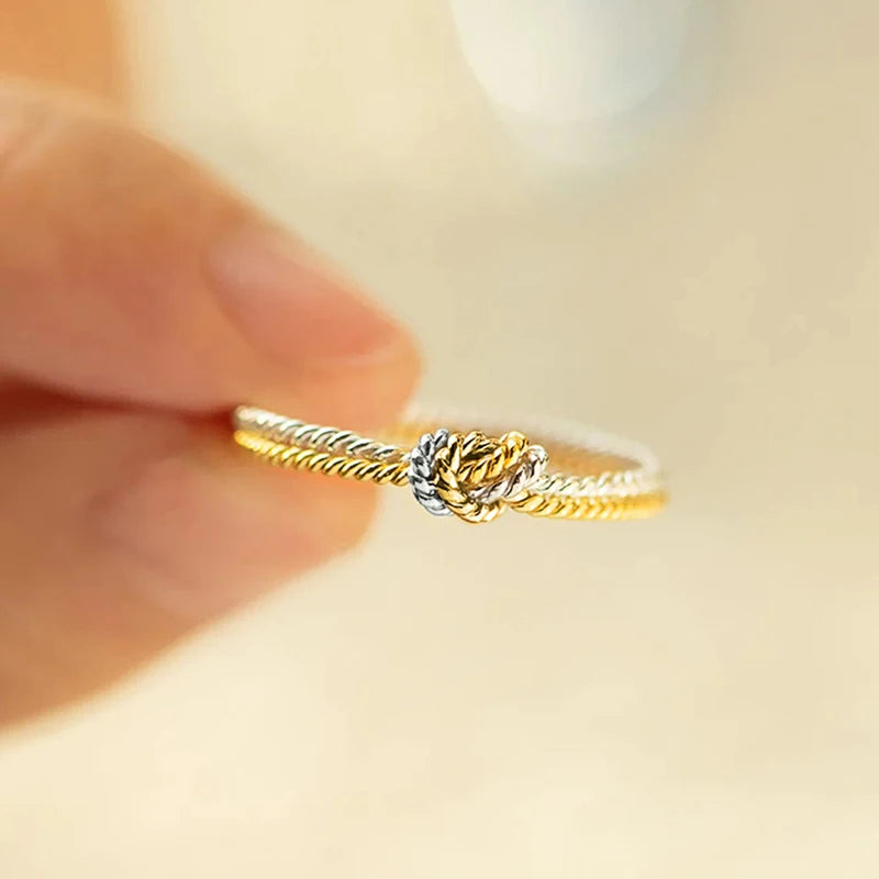 Huitan Two-Tone Brass Knot Ring – Women's Statement Ring Fashion Statement Ring Axl