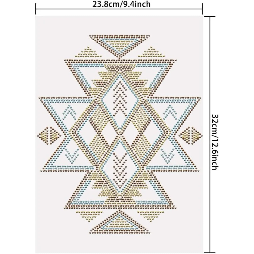 Aztec Floral Rhinestone Iron-On Patch – Large 32×24cm Appliqué Iron-On Rhinestone Patch Axl