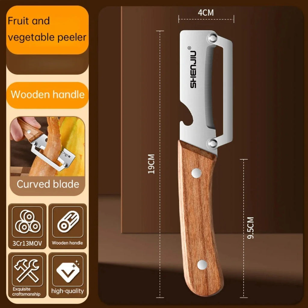 2-in-1 Stainless Steel Peeler Knife – Fruit & Vegetable Tool Peeler Knife Axl wooden